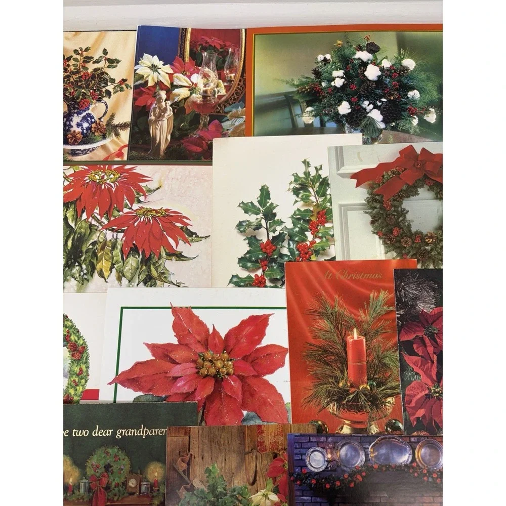 Vintage Christmas Cards Fronts ONLY Greenery Trees Wreaths Scrapbook Crafts 50+